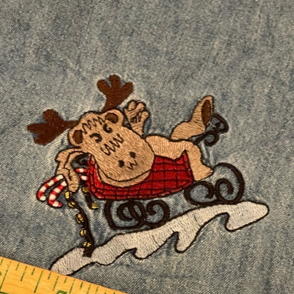 Vintage honors denim Santa embroidered  button up long sleeve shirt - Picture 9 of 9